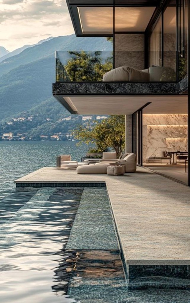 Luxury lakeside villa with infinity pool